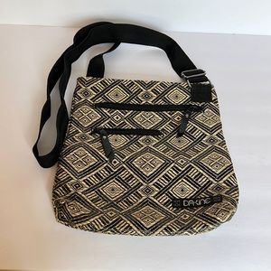 Dakine Crossbody Geometric Print Crossbody Purse Bag  Black Cream